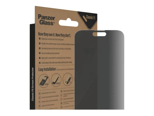 PanzerGlass  |  Screen protector  |  Apple  |  iPhone 14 Pro Max  |  Glass  |  Black  |  Classic Fit  |  Privacy