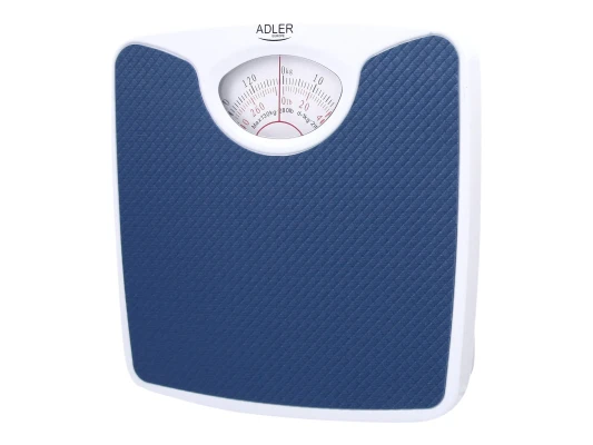 Adler  |  Mechanical bathroom scale  |  AD 8151b  |  Maximum weight (capacity) 130 kg  |  Accuracy 1000 g  |  Blue / White