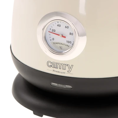 Camry  |  Kettle with a thermometer  |  CR 1344  |  Electric  |  2200 W  |  1.7 L  |  Stainless steel  |  360° rotational base  |  Cream