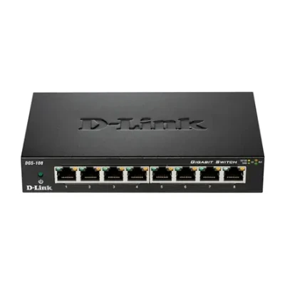 D-Link  |  Switch  |  DGS-108 / E  |  Unmanaged  |  Desktop  |  Gigabit Ethernet (copper) ports quantity 8