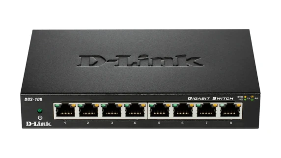 D-Link  |  Switch  |  DGS-108 / E  |  Unmanaged  |  Desktop  |  Gigabit Ethernet (copper) ports quantity 8