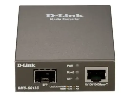 D-Link  |  1000BaseT to SFP Standalone Media Converter  |  DMC-G01LC  |  Gigabit SFP port  |  10 / 100 / 1000 Mbps port