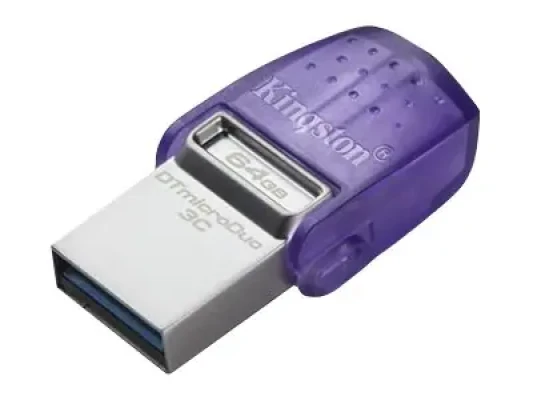 Kingston  |  DataTraveler  |  DT Micro Duo 3C  |  64 GB  |  USB Type-C and Type-A  |  Purple