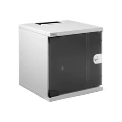 Digitus  |  6U Wall Mounting Cabinet  |  DN-10-05U-1  |  Grey  |  Safety class rating IP20; 200° door opening angle; Lockable safety-glass door; 254 mm (10") profile rails mounted on the front side inside of the cabinet, galvanized; 254 mm (10") profile r