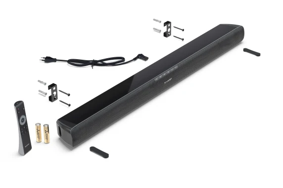 Sharp HT-SB100 2.0 Soundbar for TV above 32", HDMI ARC / CEC, Aux-in, Optical, Bluetooth, USB, 80cm, Gloss Black  |  Sharp  |  Yes  |  Soundbar for TV above 32"  |  HT-SB100  |  Black  |  No  |  USB port  |  AUX in  |  Bluetooth  |  Wireless connection