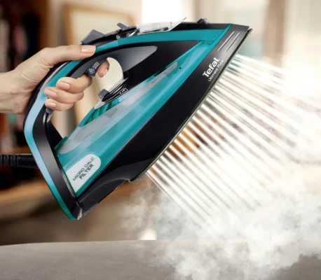TEFAL  |  Ultimate Pure FV9844E0  |  Steam Iron  |  3200 W  |  Water tank capacity 350 ml  |  Continuous steam 60 g / min  |  Steam boost performance 250 g / min  |  Blue / Black