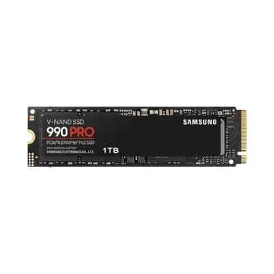 Samsung  |  990 PRO  |  1000 GB  |  SSD form factor M.2 2280  |  Solid-state drive interface PCIe Gen4x4  |  Read speed 7450 MB / s  |  Write speed 6900 MB / s