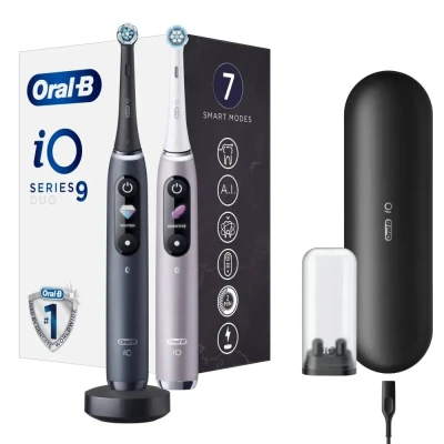 Oral-B  |  Electric Toothbrush  |  iO 9 Series Duo  |  Rechargeable  |  For adults  |  Number of brush heads included 2  |  Number of teeth brushing modes 7  |  Black Onyx / Rose