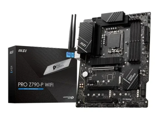 MSI  |  PRO Z790-P WIFI  |  Processor family Intel  |  Processor socket LGA1700  |  DDR5 DIMM  |  Memory slots 4  |  Supported hard disk drive interfaces SATA, M.2  |  Number of SATA connectors 6  |  Chipset Intel Z790  |  ATX