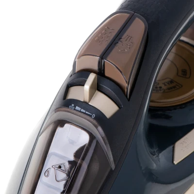 Camry  |  Steam Iron  |  CR 5036  |  Steam Iron  |  3400 W  |  Water tank capacity 360 ml  |  Continuous steam 50 g / min  |  Black / Gold