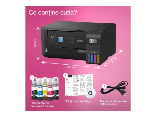 Epson Multifunctional printer  |  EcoTank L3560  |  Inkjet  |  Colour  |  Inkjet Multifunctional Printer  |  A4  |  Wi-Fi  |  Black