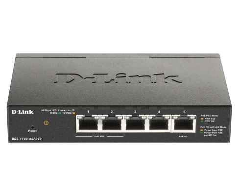 D-Link  |  5-Port Gigabit PoE Smart Managed Switch and PoE Extender  |  DGS-1100-05PDV2  |  Web managed  |  Desktop  |  Power supply type External