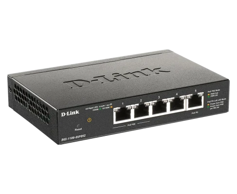 D-Link  |  5-Port Gigabit PoE Smart Managed Switch and PoE Extender  |  DGS-1100-05PDV2  |  Web managed  |  Desktop  |  Power supply type External