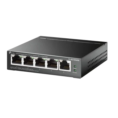 TP-LINK  |  5-Port Gigabit Easy Smart Switch with 4-Port PoE+  |  TL-SG105MPE  |  Managed L2  |  Desktop  |  60 month(s)
