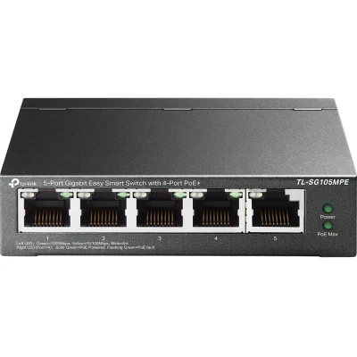 TP-LINK  |  5-Port Gigabit Easy Smart Switch with 4-Port PoE+  |  TL-SG105MPE  |  Managed L2  |  Desktop  |  60 month(s)