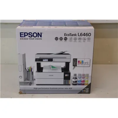 IZPĀRDOŠANA. Epson daudzfunkcionālais printers  |  EcoTank L6460  |  Tintes printeris  |  Krāsu  |  3-in-1  |  Wi-Fi  |  Melnbalts  |  BOJĀTA IEPAKOJUMS