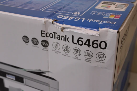 IZPĀRDOŠANA. Epson daudzfunkcionālais printers  |  EcoTank L6460  |  Tintes printeris  |  Krāsu  |  3-in-1  |  Wi-Fi  |  Melnbalts  |  BOJĀTA IEPAKOJUMS