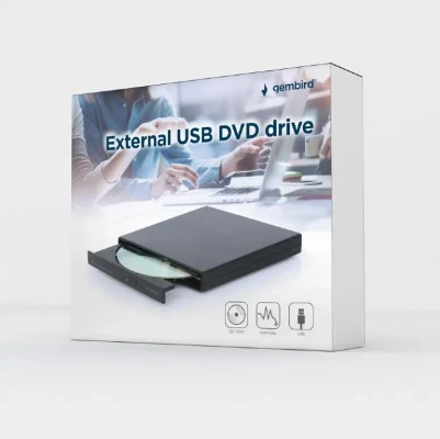 Gembird  |  External USB DVD drive  |  DVD-USB-04  |  Interface USB 2.0  |  DVD  |  CD read speed 24 x  |  CD write speed 24 x