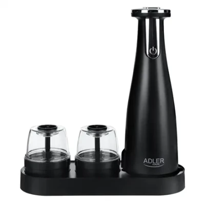 Adler  |  Electric Salt and pepper grinder  |  AD 4449b  |  Housing material ABS plastic  |  7 W  |  Lithium  |  Matte Black