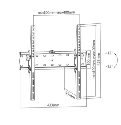 Gembird | Wall Mount | WM-55T-02 | 32–55" | Maximum Weight 40 kg | Black