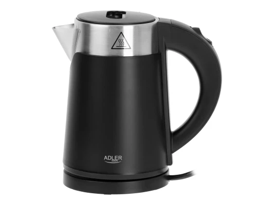 Adler  |  Kettle  |  AD 1372  |  Electric  |  800 W  |  0.6 L  |  Plastic / Stainless steel  |  360° rotational base  |  Black