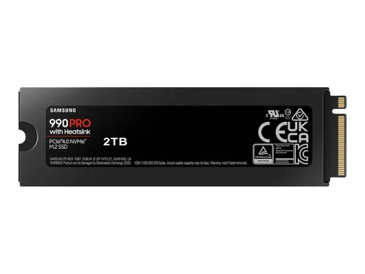 Samsung  |  990 PRO ar siltuma izkliedētāju  |  2000 GB  |  SSD formāts M.2 2280  |  Cietā diska saskarne M.2 NVMe  |  Lasīšanas ātrums 7450 MB / s  |  Rakstīšanas ātrums 6900 MB / s