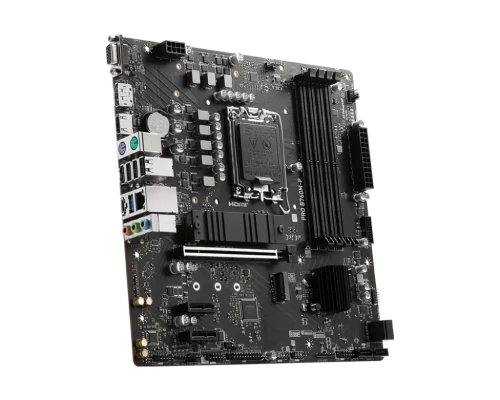 MSI  |  PRO B760M-P  |  Processor family Intel  |  Processor socket LGA1700  |  DDR5 DIMM  |  Memory slots 4  |  Supported hard disk drive interfaces 	SATA, M.2  |  Number of SATA connectors 4  |  Chipset Intel B760  |  mATX