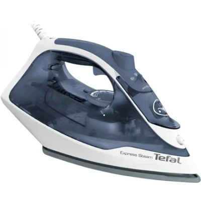 TEFAL  |  FV2837E0  |  Steam Iron  |  2400 W  |  Water tank capacity 150 ml  |  Continuous steam 35 g / min  |  Blue / White