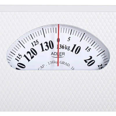 Adler  |  Mechanical Bathroom Scale  |  AD 8179w  |  Maximum weight (capacity) 136 kg  |  Accuracy 1000 g  |  White