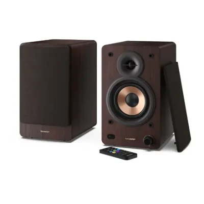 Sharp CP-SS30(BR) полочные колонки | 60 Вт RMS | Bluetooth 5.3 | USB | Оптический вход | AUX | RCA | Коричневые