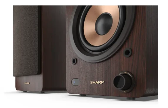 Sharp CP-SS30(BR) полочные колонки | 60 Вт RMS | Bluetooth 5.3 | USB | Оптический вход | AUX | RCA | Коричневые