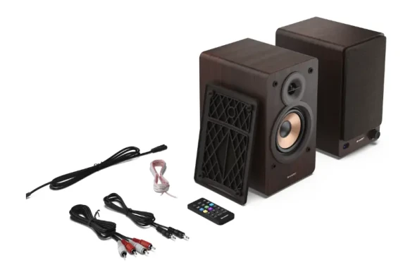 Sharp CP-SS30(BR) полочные колонки | 60 Вт RMS | Bluetooth 5.3 | USB | Оптический вход | AUX | RCA | Коричневые