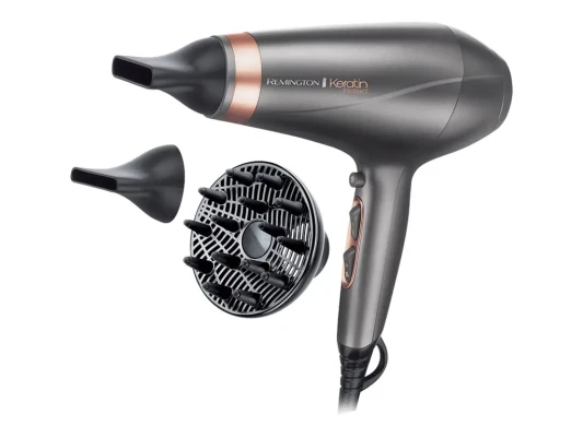Remington  |  Hair Dryer  |  AC8820  |  2200 W  |  Number of temperature settings 3  |  Ionic function  |  Diffuser nozzle  |  Silver