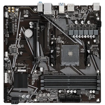 Gigabyte  |  A520M DS3H V2  |  Processor family AMD  |  Processor socket AM4  |  DDR4 DIMM  |  Memory slots 2  |  Number of SATA connectors 4  |  Chipset AMD A520  |  Micro ATX