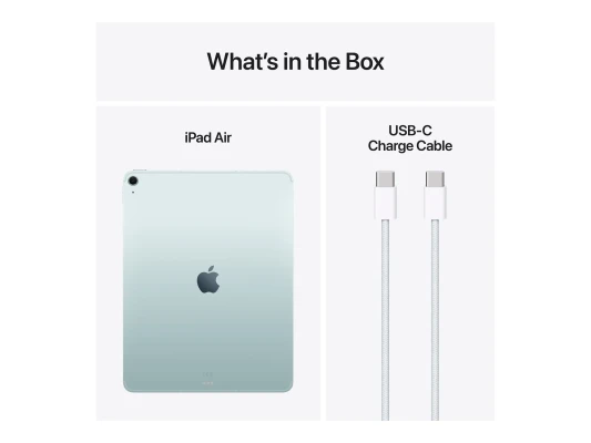 Apple  |  iPad Air Wi-Fi + Cellular  |  13 "  |  Blue  |  IPS  |  2732 x 2048 pixels  |  Apple M3  |  8 GB  |  128 GB  |  3G  |  4G  |  5G  |  Wi-Fi  |  Front camera  |  12 MP  |  Rear camera  |  12 MP  |  Bluetooth  |  5.3  |  iPadOS  |  USB-C charging c