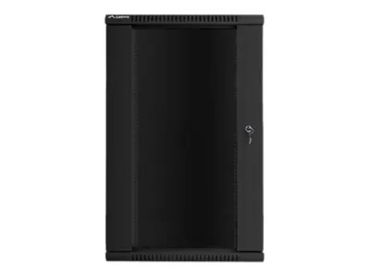 Lanberg  |  Rack cabinet 19" wall-mount 22U / 600x450 (flat pack) with glass door  |  WF01-6422-10B  |  Black