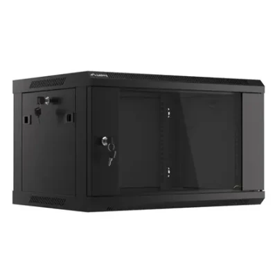 Lanberg  |  Rack cabinet 19" wall-mount 6U / 600x450 (flat pack) with glass door V2  |  WF01-6406-10B  |  Black