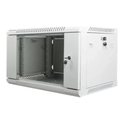 Lanberg  |  Rack cabinet 19" wall-mount 6U / 600x450 (flat pack) with glass door  |  WF01-6406-10S  |  Grey