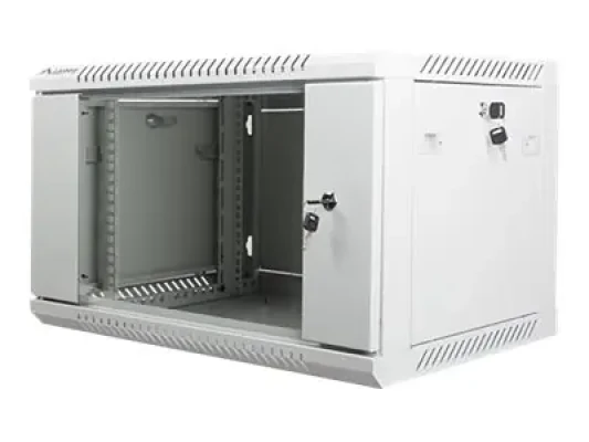 Lanberg  |  Rack cabinet 19" wall-mount 6U / 600x450 (flat pack) with glass door  |  WF01-6406-10S  |  Grey