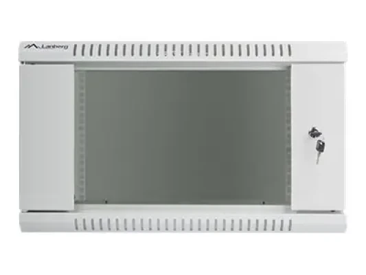 Lanberg  |  Rack cabinet 19" wall-mount 6U / 600x450 (flat pack) with glass door  |  WF01-6406-10S  |  Grey
