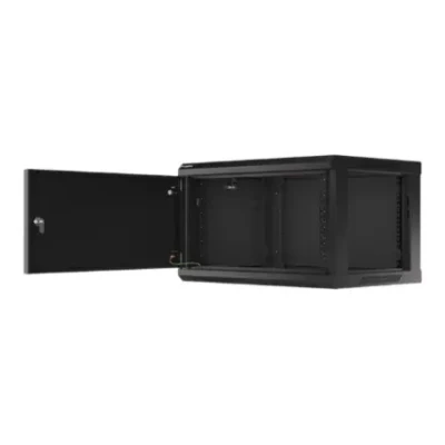 Lanberg  |  Rack cabinet 19" wall-mount 6U / 600x450 for self-assembly with metal door (flat pack)  |  WF01-6406-00B  |  Black