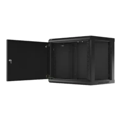 Lanberg  |  Rack cabinet 19" wall-mount 9U / 600x450 for self-assembly with metal door (flat pack)  |  WF01-6409-00B  |  Black