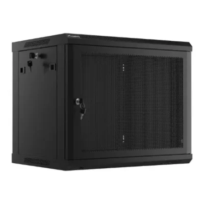 Lanberg  |  Rack cabinet 19" wall-mount 9U / 600x450 with perforated door (flat pack)  |  WF01-6409-23B  |  Black