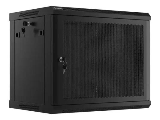 Lanberg  |  Rack cabinet 19" wall-mount 9U / 600x450 with perforated door (flat pack)  |  WF01-6409-23B  |  Black