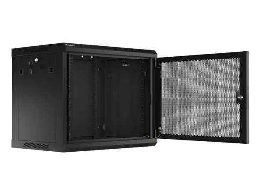 Lanberg  |  Rack cabinet 19" wall-mount 9U / 600x450 with perforated door (flat pack)  |  WF01-6409-23B  |  Black