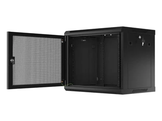 Lanberg  |  Rack cabinet 19" wall-mount 9U / 600x450 with perforated door (flat pack)  |  WF01-6409-23B  |  Black