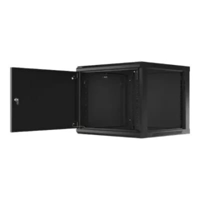 Lanberg  |  Rack cabinet 19" wall-mount 9U / 600x600 (flat pack) for self-assembly with metal door  |  WF01-6609-00B  |  Black