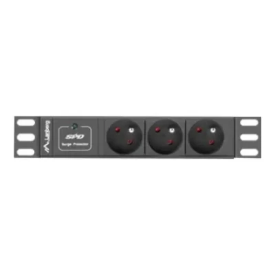 Lanberg Power Distribution Unit (PDU) 10" 1U 16A 2m 3x French Outlets  |  PDU-03E-0200-BK