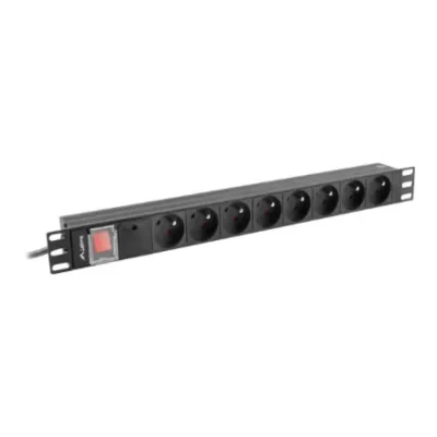 Lanberg Power Distribution Unit (PDU) 19" 1U 16A 2m 8x French Outlets  |  PDU-08E-0200-BK