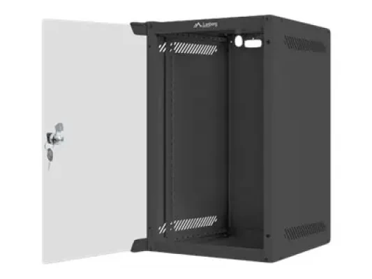 Lanberg  |  Rack cabinet 10" wall-mount 9U / 280x310 (flat pack) with glass door  |  WF10-2309-10B  |  Black